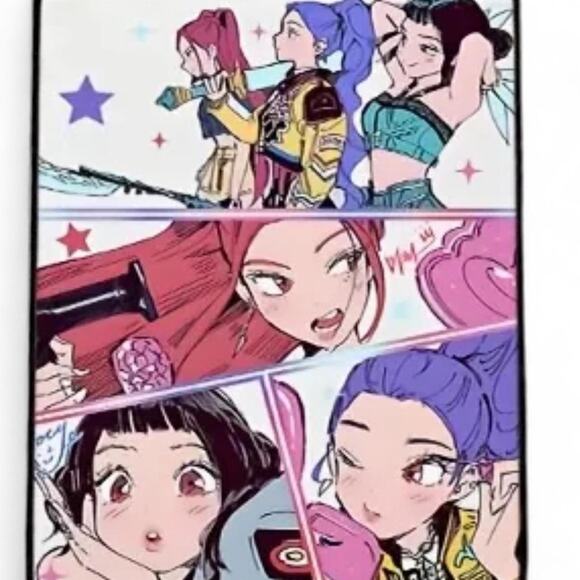 KPop Demon Hunters Huntrix Comic Strip Pin Tote Bag Backpack Denim - Picture 1 of 3